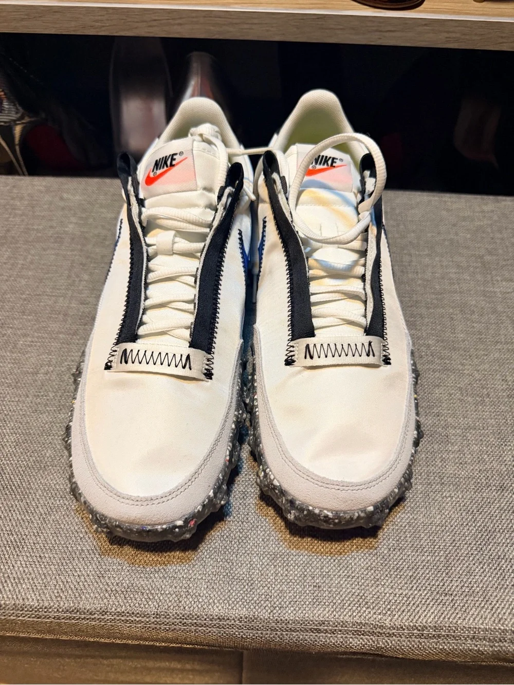 Unisex Nike White and Black Waffle-Style Sneakers